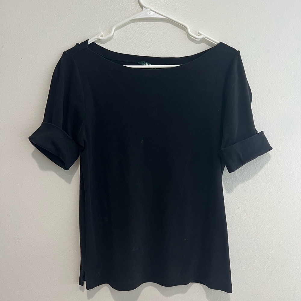 Ralph Lauren Black Cuff Sleeve Top